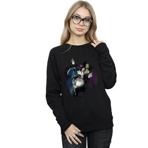 Disney Women Villain Sweatshirt Black XLarge Fleece Crew Neck Maleficent Cruella